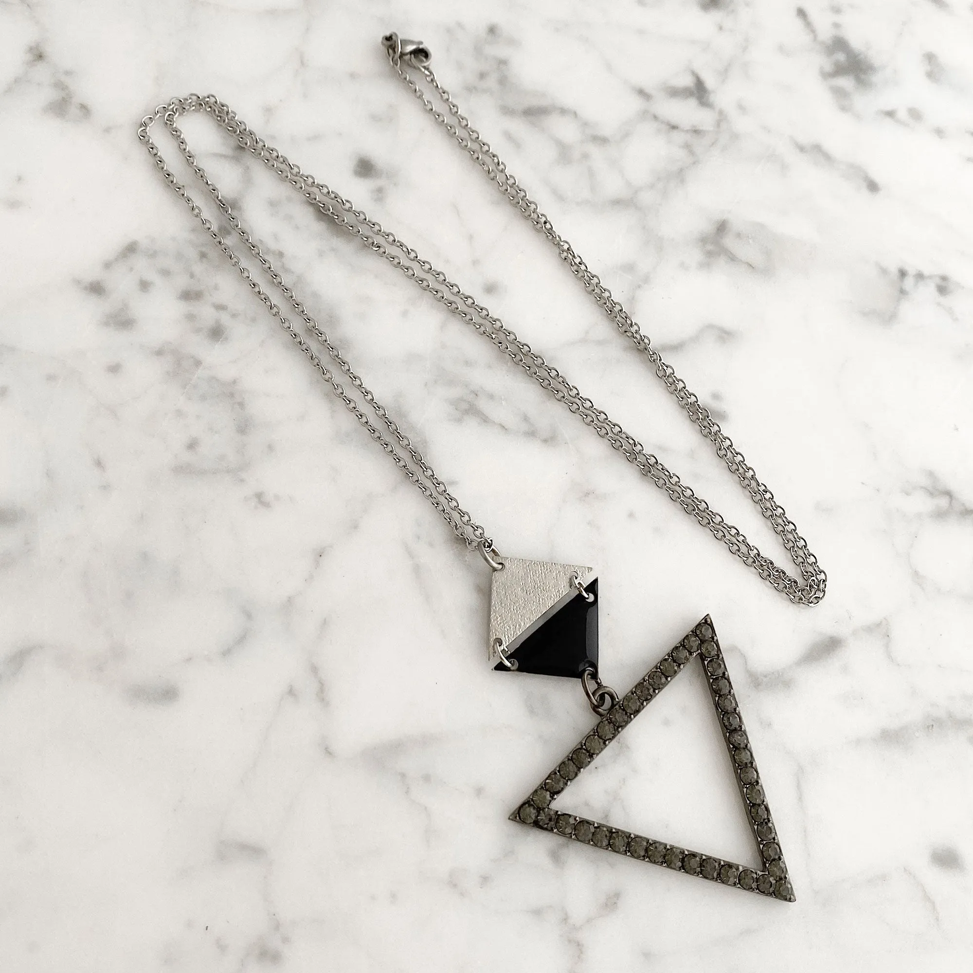 VANCE black and silver triangle necklace