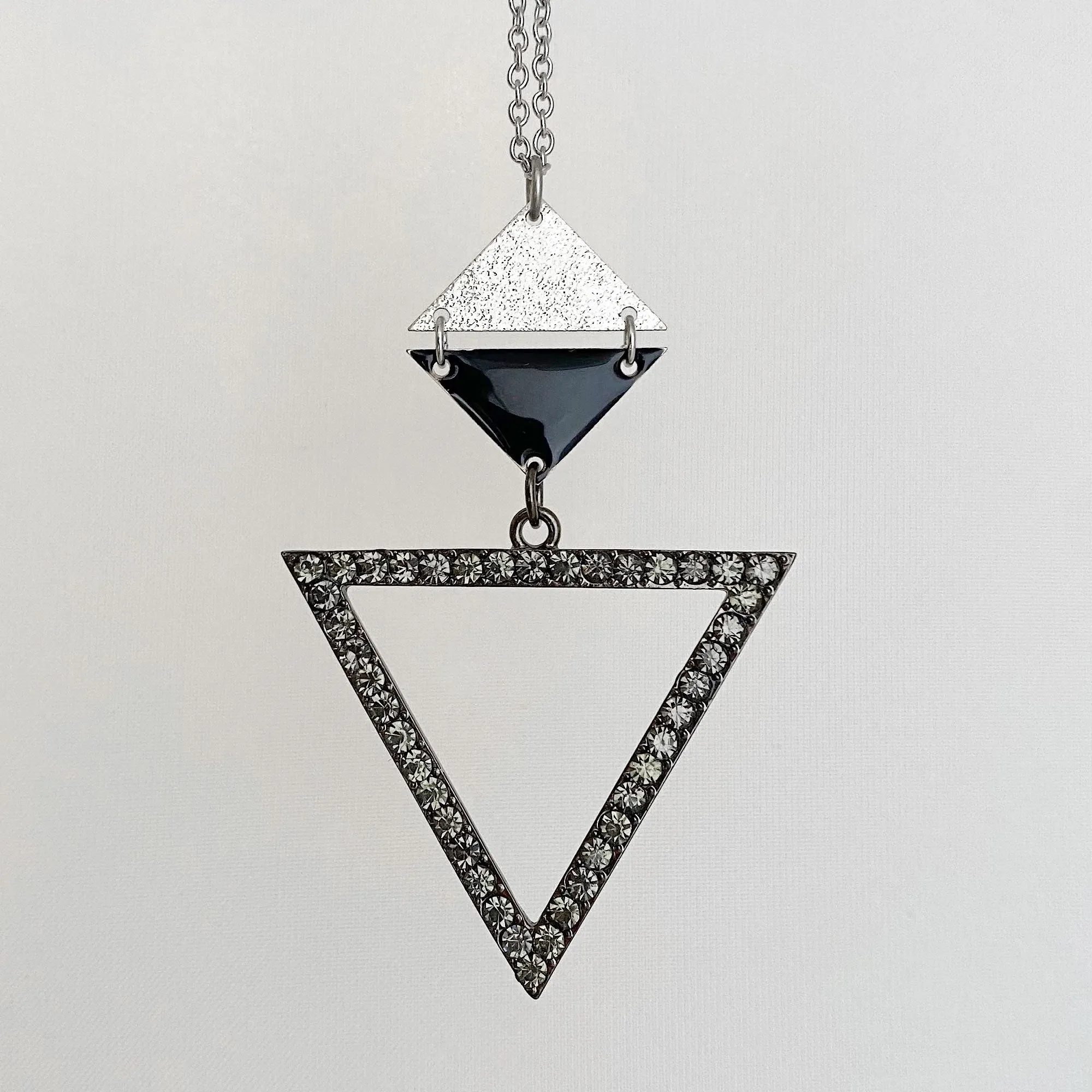 VANCE black and silver triangle necklace