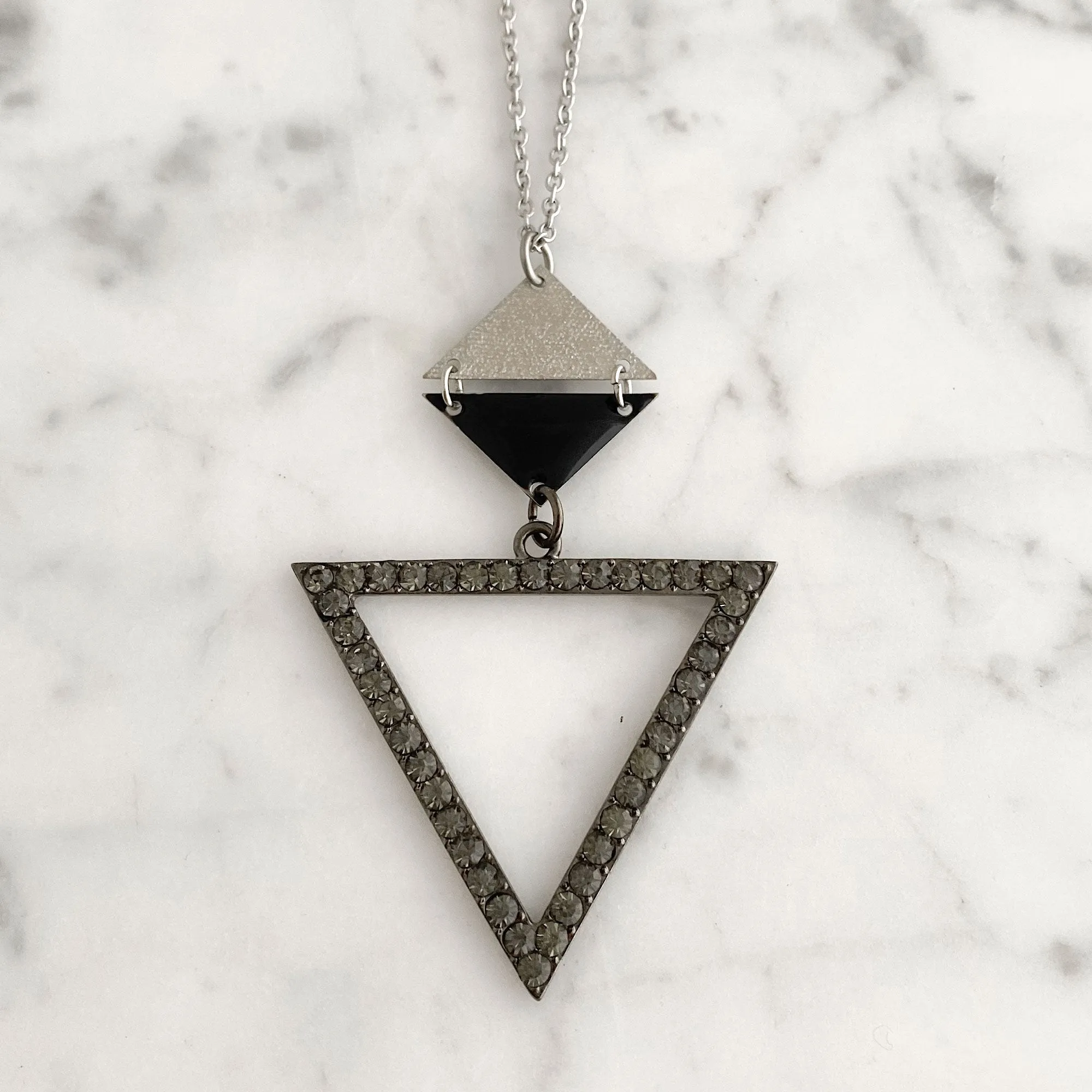 VANCE black and silver triangle necklace