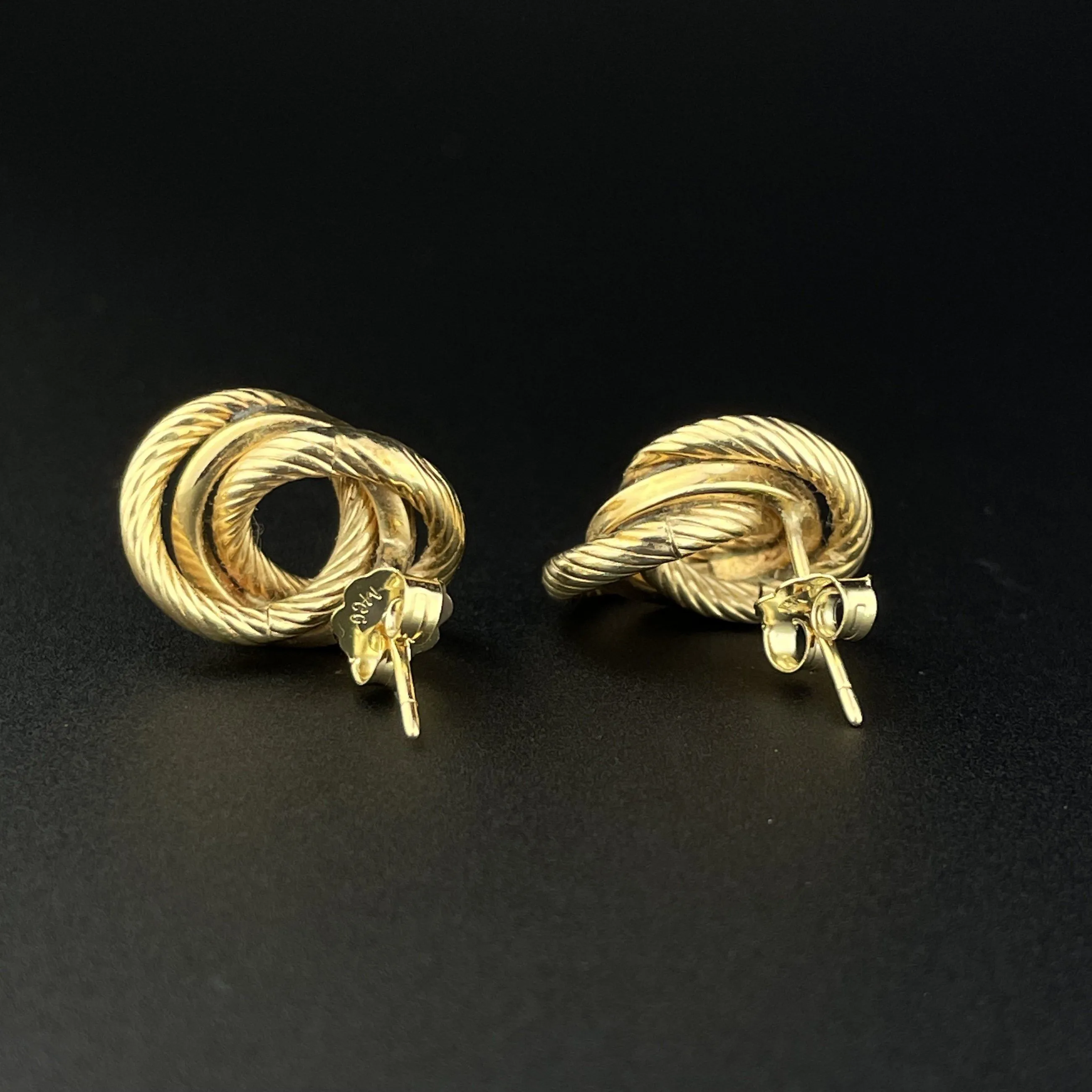 Vintage 14K Gold Love Knot Stud Earrings