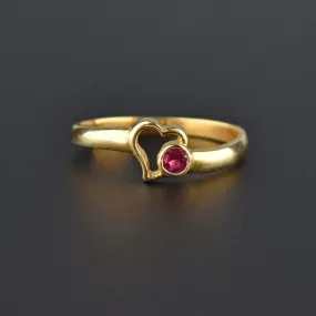 Vintage 14K Gold Witches Heart Ruby Ring