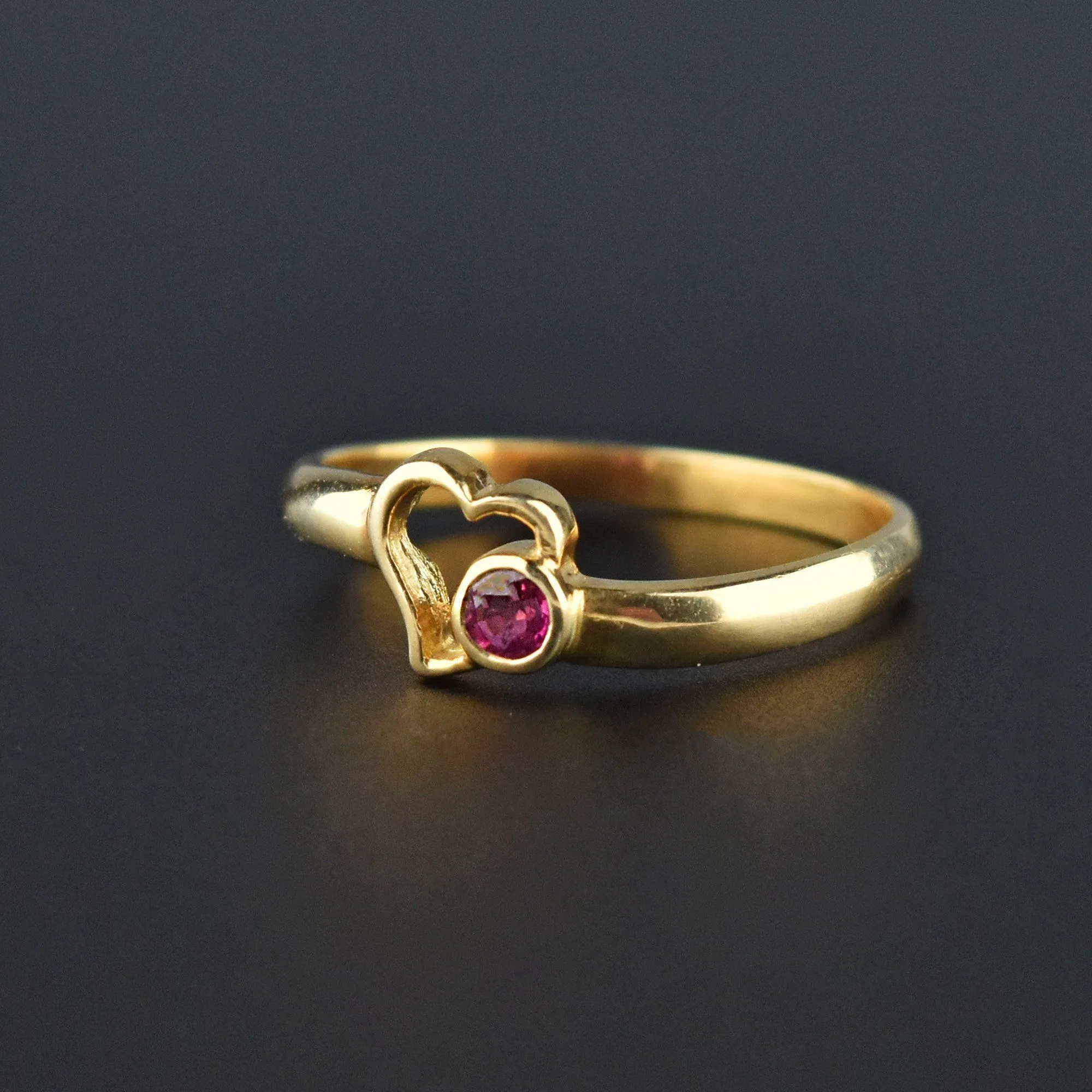 Vintage 14K Gold Witches Heart Ruby Ring