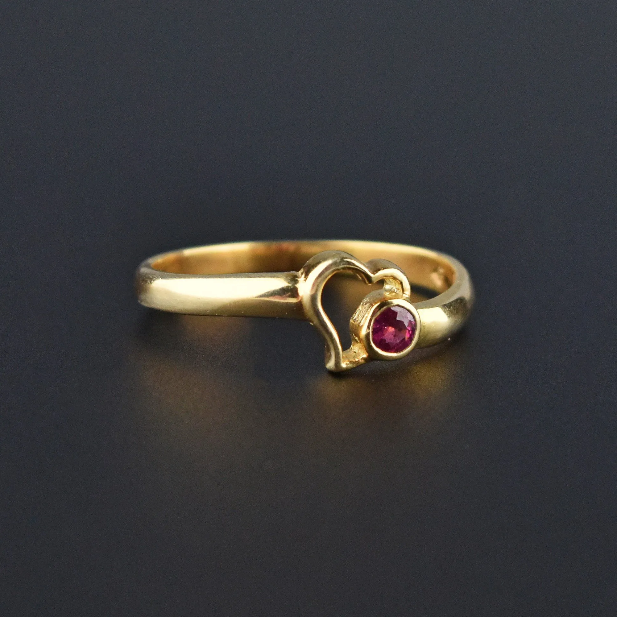 Vintage 14K Gold Witches Heart Ruby Ring