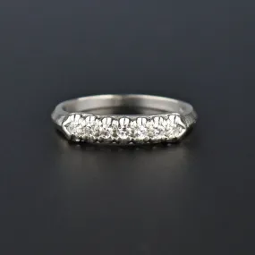 Vintage 14K White Gold Half Eternity Band Ring, Sz 7