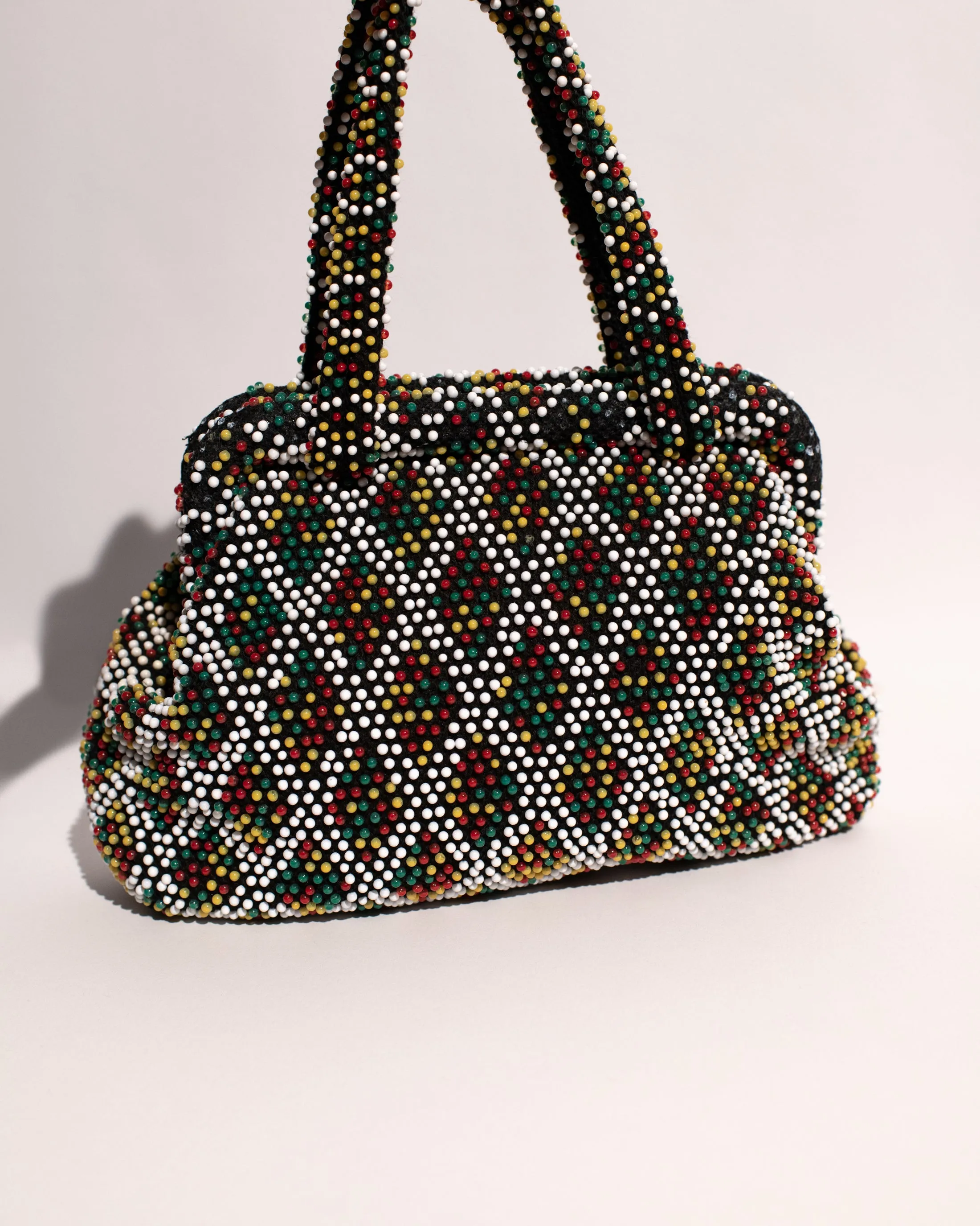 Vintage 1950 Geometric Bubble Bead Bag