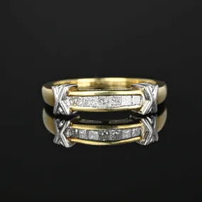 Vintage 7 Stone Princess Cut Diamond Ring Band in Gold