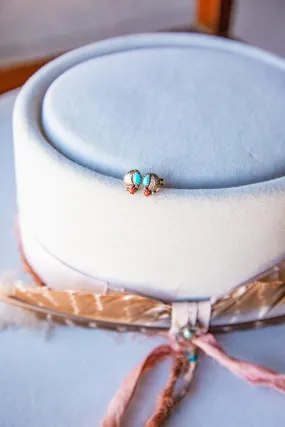 Vintage Sterling Silver, Turquoise, and Coral Earrings