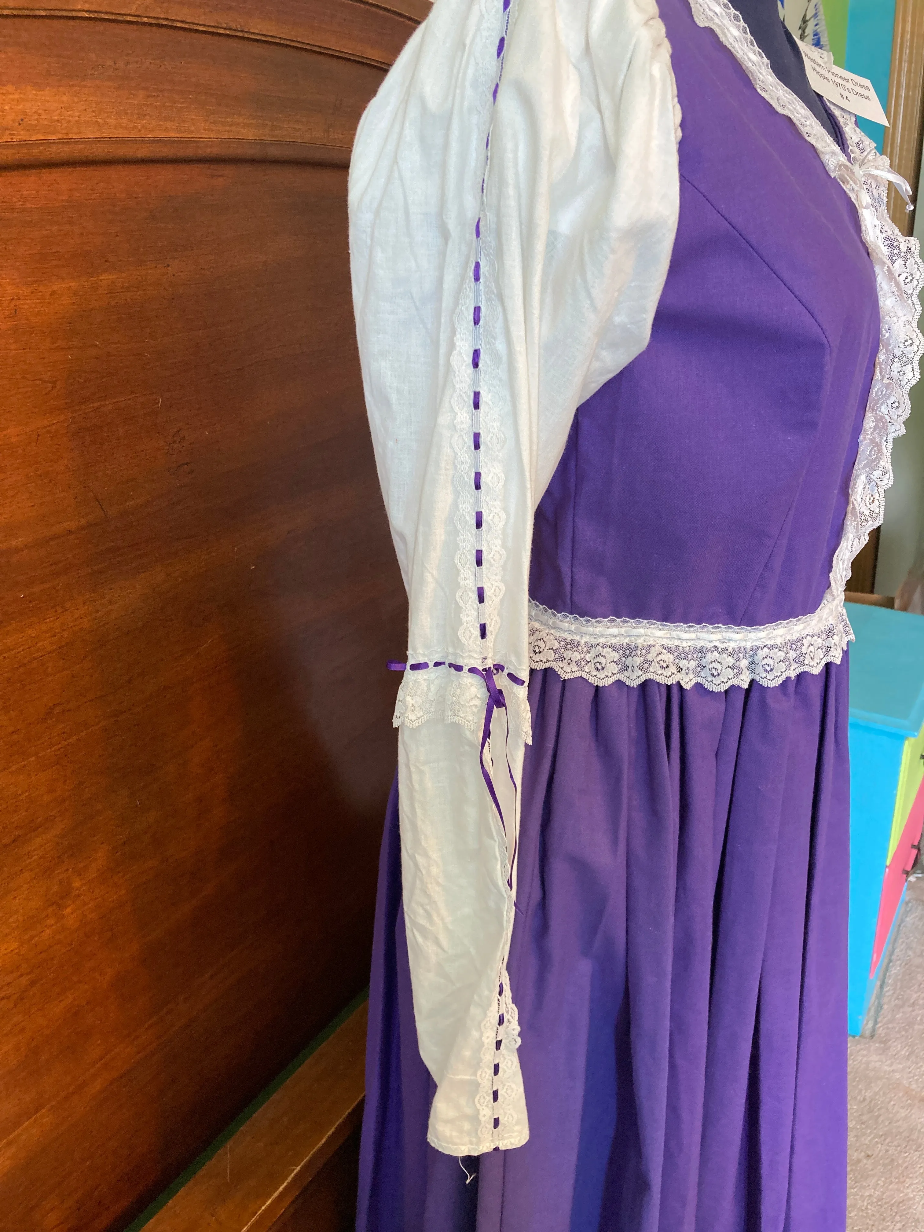 Western Pioneer Purple Sm Dress, Ladies Melodrama 70's Hippie Costume