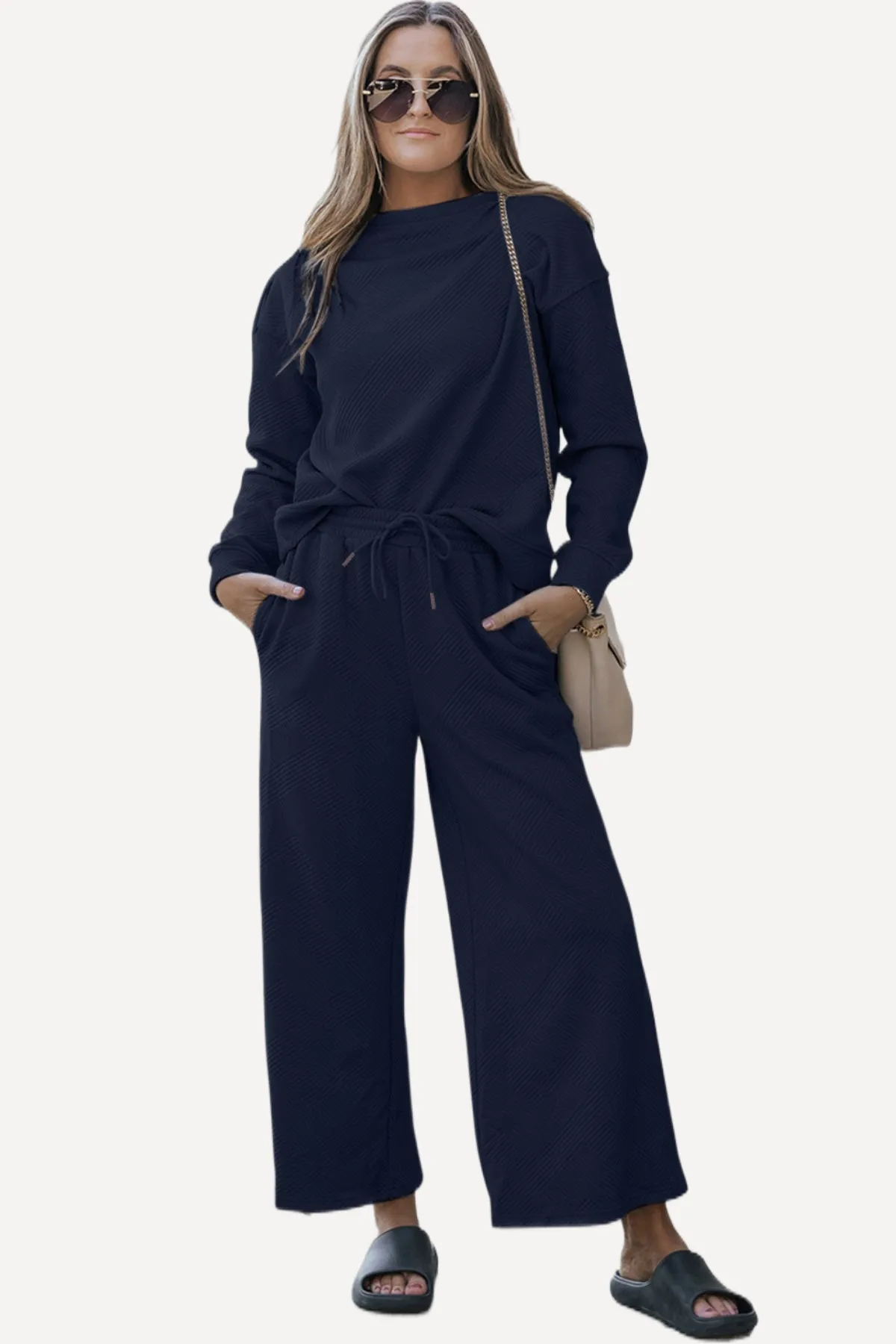 Wide Leg Lounge Pants Set