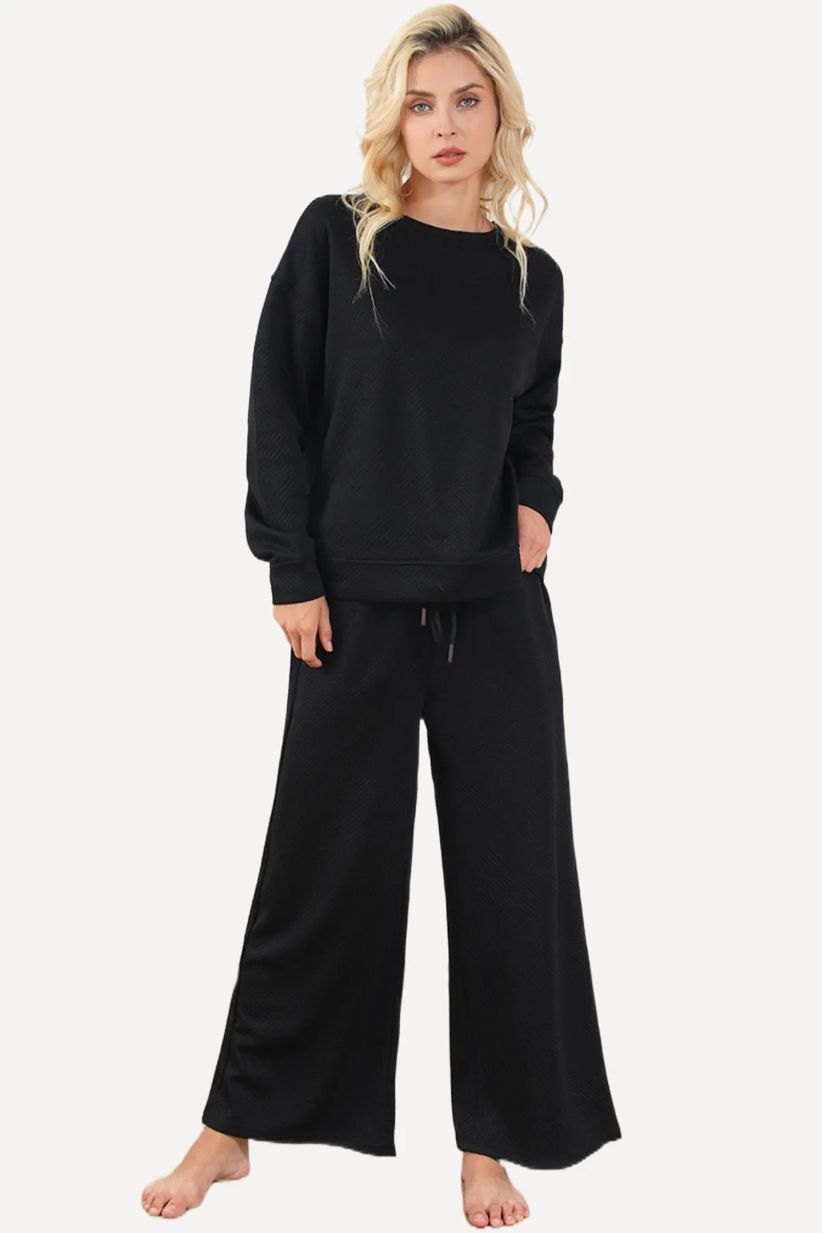 Wide Leg Lounge Pants Set