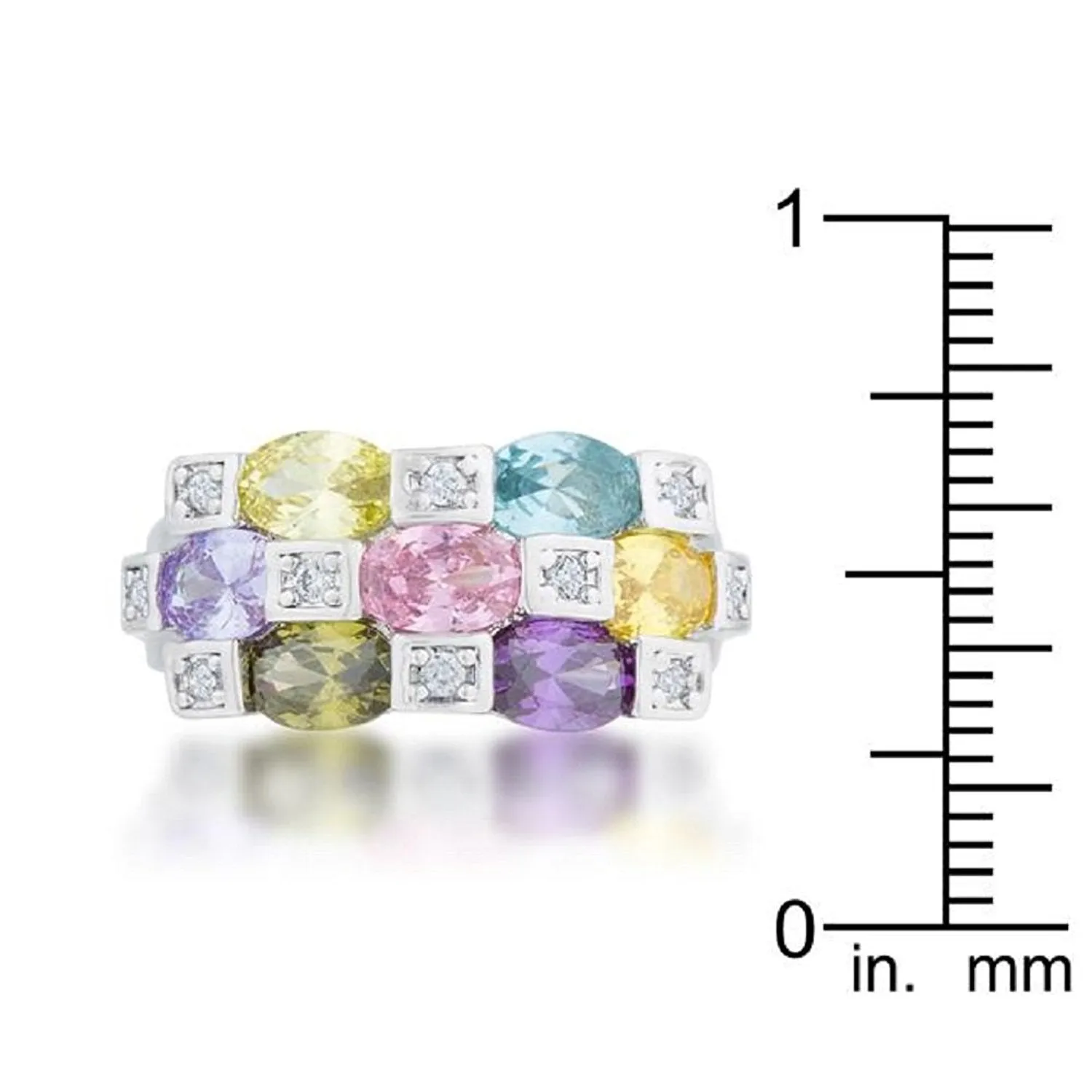 WildKlass 3.1ct Multicolor CZ Rhodium Plated Cocktail Ring