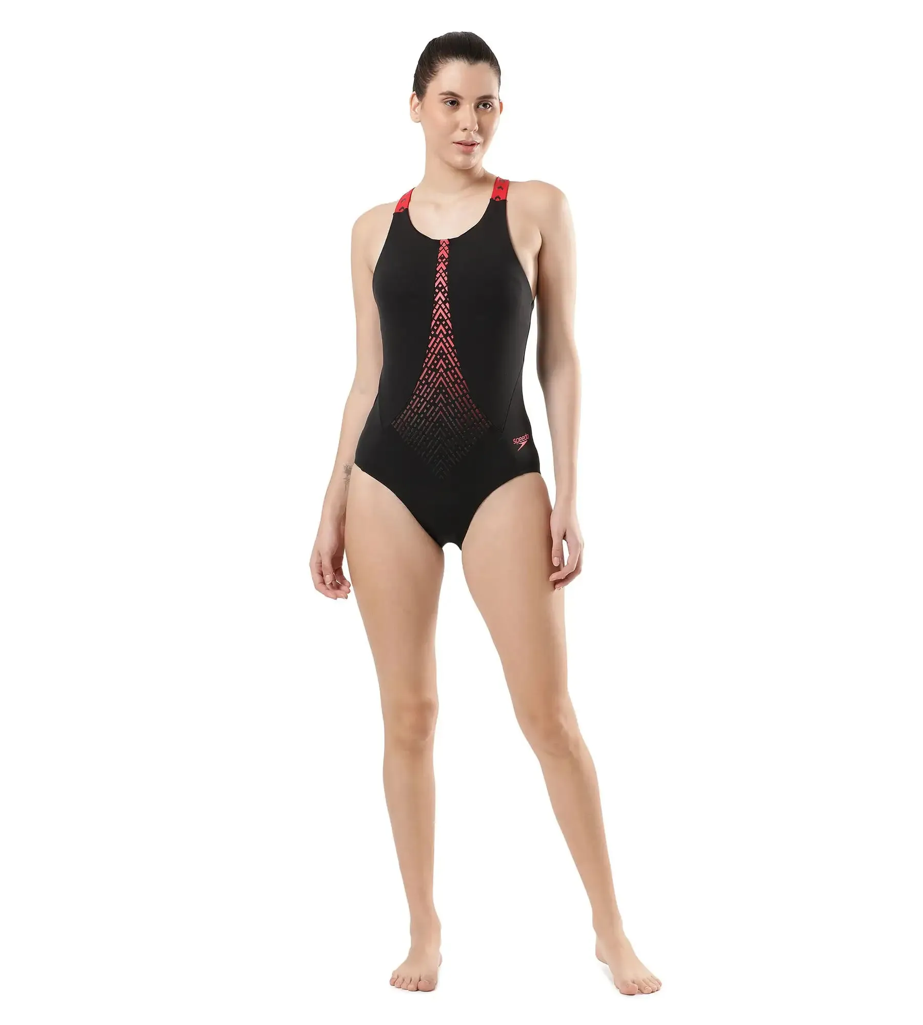 Women's Endurance Hydropro One Piece Swimwear - Black  &  Fed Red