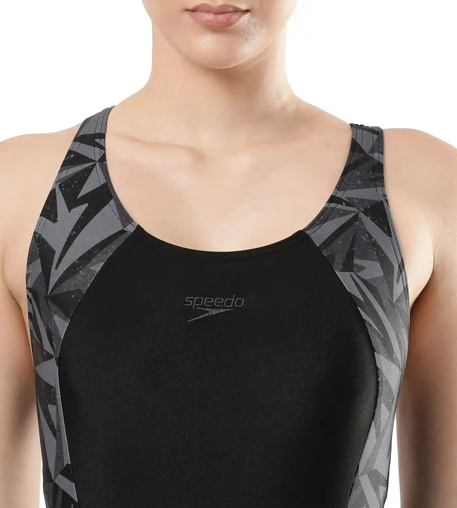 Women's Hyperboom Splice Racerback One Piece Swimwear - Black  &  Oxid Grey