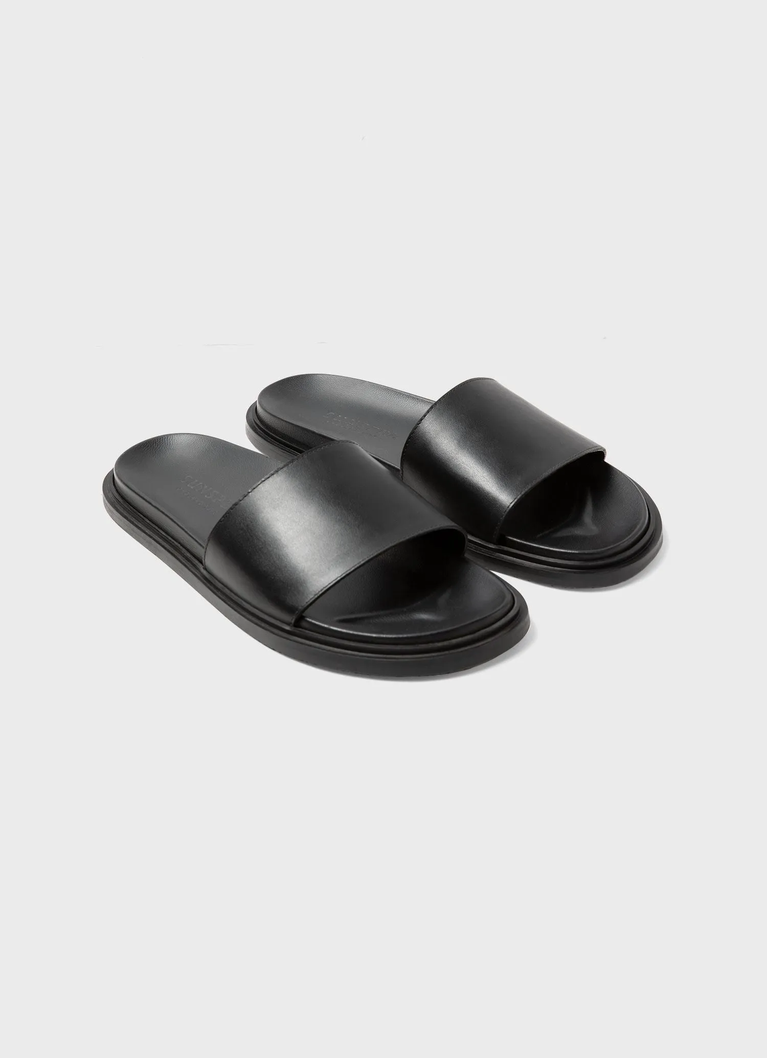 Women's Leather Slider in Black