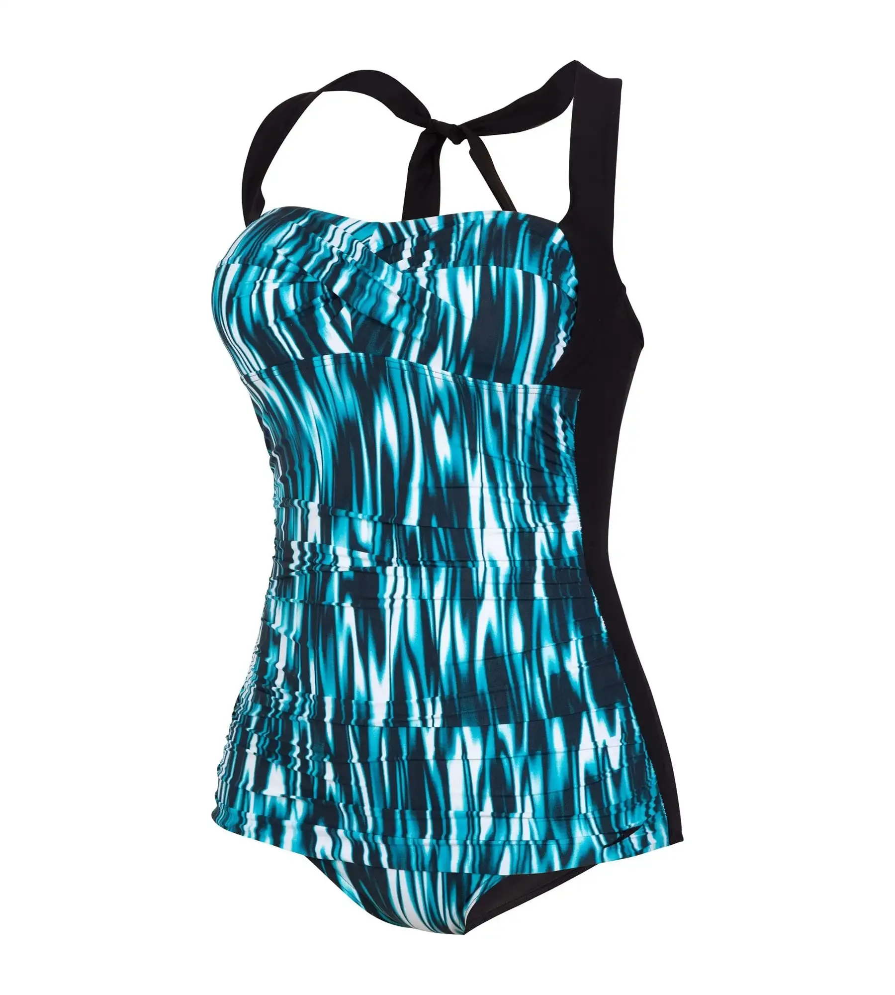 Women's Printed Crystalsun One Piece Swimwear - Nordic Teal  &  Black