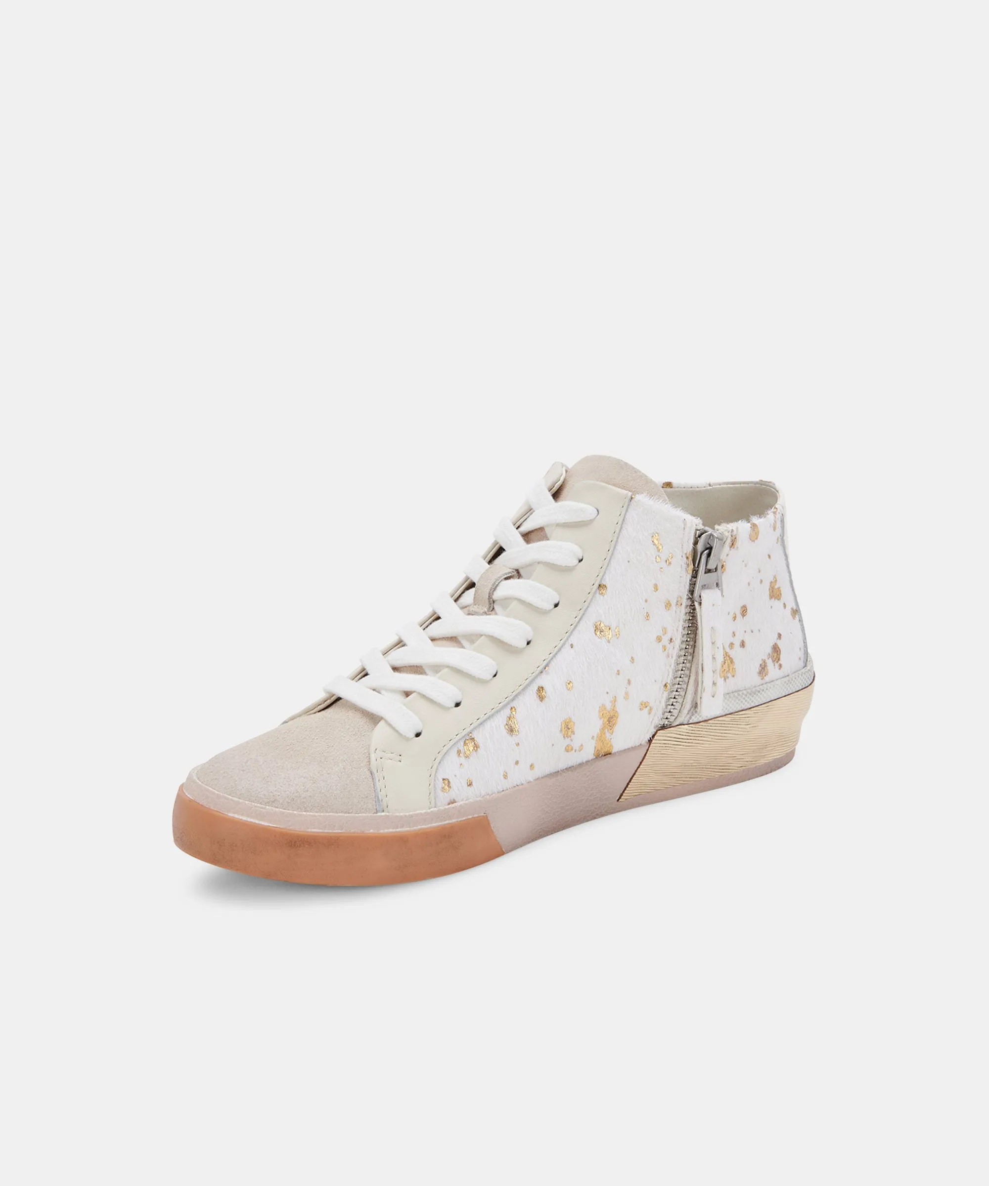 ZOEL SNEAKERS IVORY MULTI METALLIC CALF HAIR re:vita