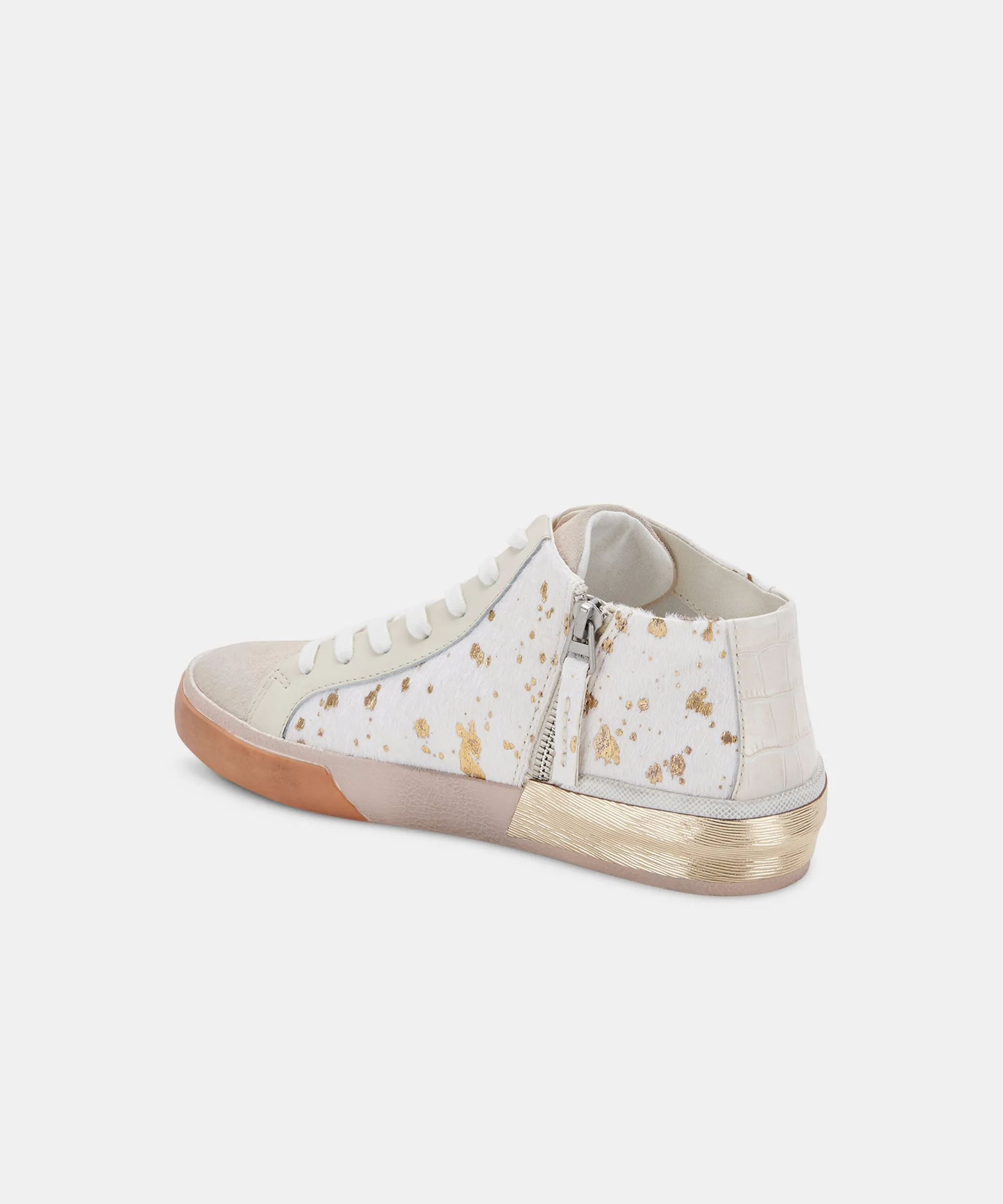 ZOEL SNEAKERS IVORY MULTI METALLIC CALF HAIR re:vita